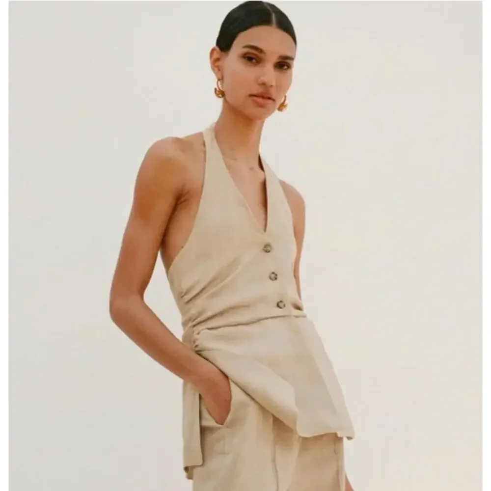 Zara Linen Halter Jumpsuit (Size Medium)